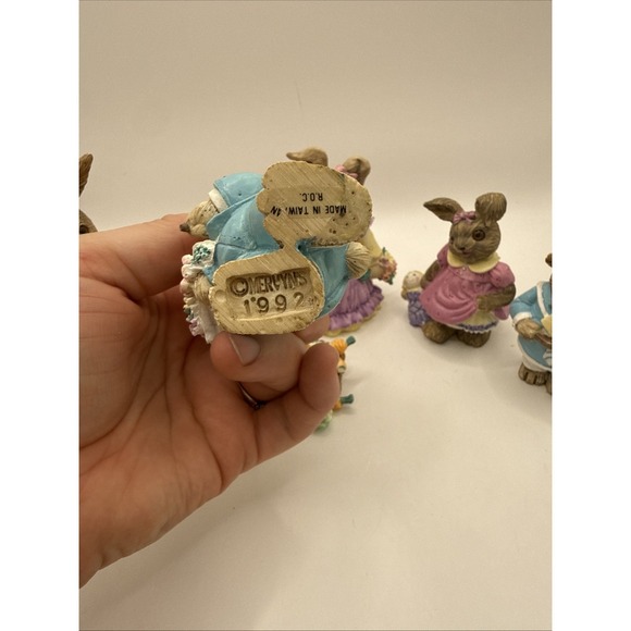 Vintage Mervyn's Easter Bunny Figurines~ Set Of 6 - Picture 6 of 10